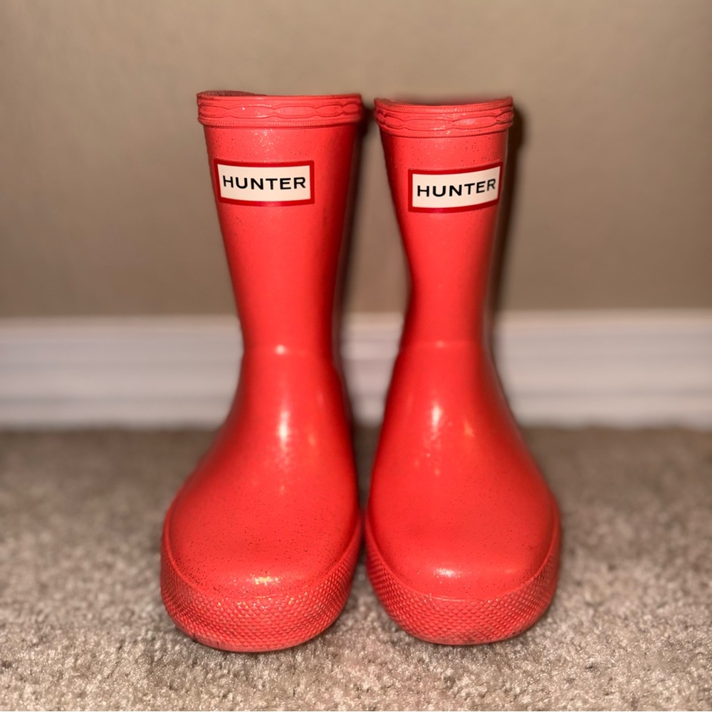 Hunter Kids Bright Pink Glitter Rain Boots